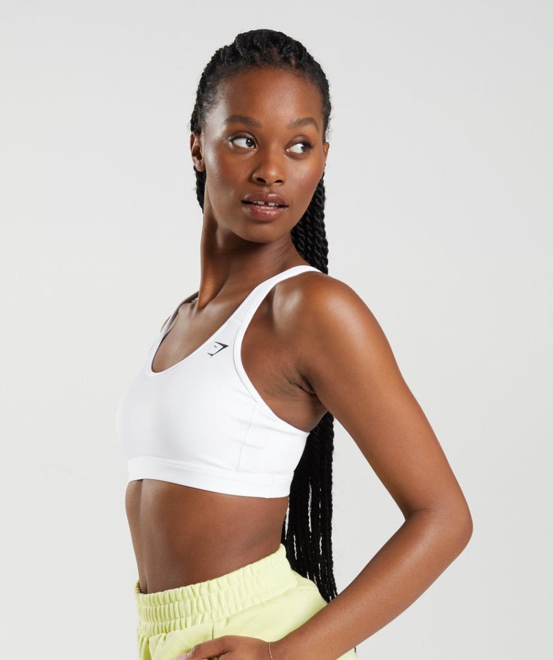 Women's Gymshark Scoop Neck Sports Bra White | NZ 2YBVTL